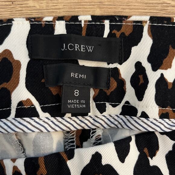 J.Crew Womens Leopard Print Remi Straight Leg Side Zip Pants Size 8 White Black - Picture 3 of 7